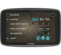 TomTom Go Professional 620 GPS kravas automašīnu satelītnavigācijas sistēma ar pilnvērtīgām Eiropas kartēm un satiksmes pakalpojumiem (izmantojot viedtālruni), kas paredzēta kravas automašīnām, autobusiem, autofurgoniem, autofurgoniem, dzīv