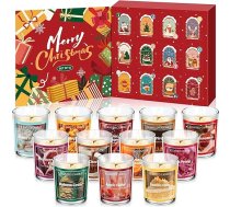 12 aromātiskās sveces, 12 aromātu sojas aromterapijas sveces, 12 smaržu Ziemassvētki, Ziemassvētku kalendāra dāvanas sievai, mammai, māsai, draudzenei, draudzenei.