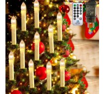 30 LED Ziemassvētku eglīšu sveces bezvadu ar tālvadības pults taimeri mirgojošas LED sveces Ziemassvētku eglīte silti balta Ziemassvētku dekorēšana pasaku gaismas iekštelpu āra ūdensizturīgs (ar 30 baterijām)
