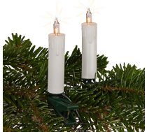 hellum 152487 Ziemassvētku eglīšu pasaku gaismiņas ar 20 silti baltām gaismiņām, kabeļa zaļās sveces, baltas ar vaska izskatu, kopējais garums 12,5 m ar 2 x 1,5 m kabeli