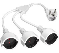Pagarinātājs ar 3 kontaktligzdām, 3-in-1 kontaktligzdas adapteris ar elastīgu kabeli, 3-virzienu kontaktligzdas, barošanas kabelis, aizsargkontaktu pagarinātājs āra mājai, virtuvei, birojam, balts, 250 V16 A IP20