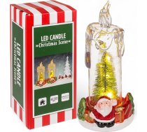 MIJOMA LED sveces Ziemassvētku rotājums ar Ziemassvētku eglīti un Ziemassvētku vecīša figūru - gaismojoša ziemas aina no akrila un dolomīta - atmosfēriskas LED Ziemassvētku gaismiņas mājai (Santa)