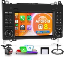 8 kodolu 4G + 64G bezvadu Carplay Android auto radio Mercedes Benz A/B klases W169 W245 B200 W639 Vito Viano W906 Sprinter 9 collu auto radio Android auto GPS navigācija WiFi Bluetooth FM/RDS atpakaļgaita
