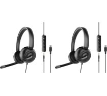 Speedlink METIS USB Stereo austiņas - vieglas vadu austiņas ar mikrofonu un kabeļa tālvadības pulti, USB-A un 3,5 mm jack pieslēgvieta, birojam un mājas birojam, uzglabāšanas soma, melnas krāsas