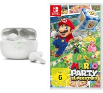 JBL Wave Beam bezvadu austiņas ar IP54 un IPX2 ūdensizturību - brīvroku funkcija un 32 stundu akumulatora darbības laiks - baltā krāsā & Nintendo Switch Mario Party Superstars