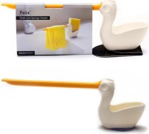 PELEG Design Pelix sūkļu un trauku lupatiņu turētājs - 2-in-1 izlietnes organizators ar piesūcekni, virtuves organizators trauku sūkļiem un lupatiņām, virtuves piederumi izlietnei