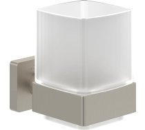 Villeroy & Boch Elements Strīķīgs stikla turētājs Sienas zobu birstes turētājs Satīna stikls ar misiņa turētāju Kvadrātveida matēts matēts matēts niķelis