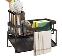 2024 jaunākais 316 nerūsējošā tērauda 316 virtuves izlietnes Caddy sūkļu turētājs Hanging Dish Sponge Organizators turētājs Teleskopiskie lauku mājas izlietnes piederumi Virs izlietnes Paplašināmā birste ziepju uzglabāšanas statīvs