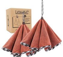 myHomeBody Rokas dvieļi vannas istabai, virtuves dvieļi ar karājas cilpu, mīksti absorbējoši oglekļa šķiedras apaļie dvieļi ar kokosriekstu čaumalu pogu karājas, 2 ķieģeļu sarkanu dvieļu komplekts