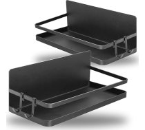 com-four® 2 x ledusskapja magnētiskie plaukti - Piekaramais plaukts ar 2 āķiem - Magnētiskais virtuves plaukts garšvielām u.c. - Metāla organizators satur līdz 6 kg