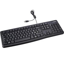 Logitech K120 Biznesa vadu tastatūra Windows un Linux, USB ports, Silent Touch, izturīga, noturīga pret šļakatām, tastatūras statīvs, Šveices QWERTY izkārtojums, melna