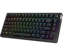 HyperX Alloy Rise 75 Wireless - 75% karsti maināma mehāniskā spēļu klaviatūra, QWERTY amerikāņu izkārtojums, PC, līdz 80 stundām, fona apgaismojums, dubultā bezvadu 2,4GHz un Bluetooth, melna