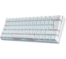 RK ROYAL KLUDGE RK61-DE 60% Bluetooth/Wired/2.4Ghz bezvadu mehāniskā tastatūra, 61 taustiņš, karsti nomaināma zila slēdža spēļu tastatūra Win/Mac, balta, QWERTZ vācu izkārtojums