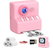 Bērnu fotoaparāts ar fotogrāfiju izdrukām: HODDRCCN 1080P bērnu instant kamera rozā krāsā - 32G - dāvanas 3 4 5 5 6 6 8 7 7 9 10 11 12 13 14 gadu zēniem un meitenēm - dzimšanas dienas dāvana Ziemassvētku rotaļlieta