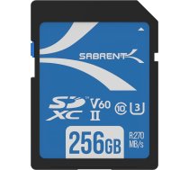 SABRENT SD karte 256GB V60 UHS-II SDXC, 10. klase, U3, 270MB/s nolasīšana, 170MB/s ierakstīšana - profesionāla SD atmiņas karte 4K/8K video, fotogrāfiem, videogrāfiem, entuziastiem (SD-TL60-256GB)