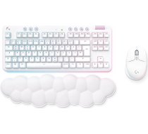 Logitech G 705 bezvadu spēļu pele un G715 bezvadu mehāniskā spēļu tastatūra ar plaukstas balstu - LIGHTSYNC RGB apgaismojuma bezvadu gaismas ātruma tehnoloģija - PC/Mac, balta