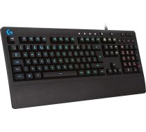 Logitech G213 Gaming Keyboard Prodigy, RGB apgaismojums, programmējami G-klaviatūras taustiņi, multivides vadība, integrēta plaukstas balsts, noturīga pret šļakatām, ASV QWERTY izkārtojums, melna