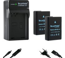 2 x Blumax akumulators, kas saderīgs ar Nikon EN-EL14 [1050 mAh] + lādētājs EN-EL14a priekš D3100 D3500 D5200 D5500 D5600 DF // CoolPix P7100 P7200 P7800 P8000