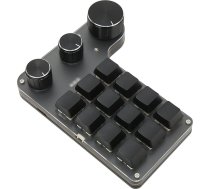 Spēļu tastatūra Fockety, 12 taustiņu makro tastatūra, daudzfunkcionāla DIY vienas rokas programmējama mehāniskā tastatūra ar 3 pogām, Plug and Play Gaming (Wired USB)