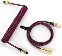 MAMBASNAKE C03 tinuma USB C kabelis spēļu tastatūrai, zvaigžņots pīts tastatūras kabelis, no C tipa uz A USB, pīts USB C kabelis, spirālveida C tipa tastatūras kabelis, 24K zelta aviācijas savienotājs - rozā sarkans