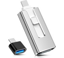 USB zibatmiņas zibatmiņas disks 256 GB iPhone iPad Android datoram, MFi sertificēts 4-in-1 atmiņas zibatmiņas disks ar USB-C, Light-ning, Micro USB un USB 3.0, zibatmiņas disks tālruņa atmiņas paplašināšanai, fotoattēlu dublēšanai, video, s