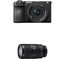 Sony Alpha 6700 sistēmas kamera (APS-C) ar 16-50 mm II objektīvu - AI automātiskā fokusēšana, 5 asu stabilizācija, 4K 120p video, skārienjūtīgais ekrāns, ideāli piemērota videoreportāžām un fotografēšanai + SEL70350