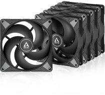 ARCTIC P14 Max (komplektā 5) - datora ventilators, augstas veiktspējas 140 mm korpusa ventilators, PWM regulējams, 400-2800 apgr./min, optimizēts statiskajam spiedienam, 0 dB režīms - melns