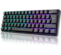 RK ROYAL KLUDGE RK61 RGB 60% mehāniskā spēļu tastatūra, bezvadu/vadu Bluetooth tastatūra ar karstās nomaiņas iespējotu taktiski brūnu slēdzi, saderīga ar vairākām ierīcēm, melna (QWERTZ)