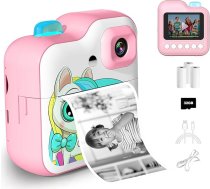 Instant kamera bērniem, 2,4 collu displejs, digitālā kamera un videokamera bērniem ar 3 termopapīra ruļļiem un 32G karti, Ziemassvētku rotaļlieta, dāvana zēniem un meitenēm 6+ gadiem