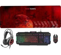 Mars Gaming MCPRGB2FR Kombinētā spēļu tastatūra, pele, XXL peles paliktnis un austiņas, franču valoda