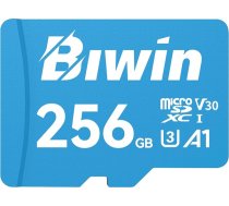 Biwin MS100 MicroSDXC UHS-I atmiņas karte 256GB - nolasīšana līdz 160MB/s - A1 V30 U3 4K UHD video ierakstīšanai no viedtālruņiem/tabletiem/digitālajām kamerām Canon Sony
