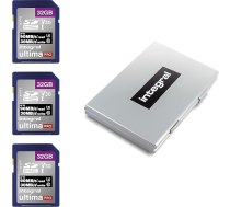 Integrālā SD karte 32GB ar 6 slotu SD karšu turētāju - 4K Ultra HD video Premium High Speed 90MB/s nolasīšanas un 30MB/s ierakstīšanas ātrums - SDHC V30 UHS-I U3 Class 10 SD atmiņas karte 3 iepakojums