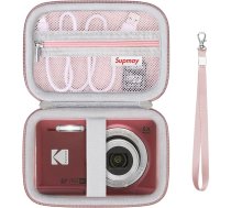 Pārnēsāšanas futrālis, kas saderīgs ar Kodak PIXPRO FZ55 / FZ53 / FZ45 / FZ43 16MP digitālo kameru, videoreportāžas kameras turētājs, somiņa ar tīklveida kabatu USB kabelim, akumulatoram, SD kartei, rozā zelts