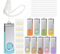 Uflatek USB zibatmiņas 1 GB atmiņas karte 10 USB 2.0 atmiņas karšu komplekts Morandi Mixed Colour Flash Drive Rotate USB zibatmiņas disks Krāsains zibatmiņas disks Krāsains zibatmiņas disks Ārējā datu glabāšanas karte ar tukšu uzlīmes aukl