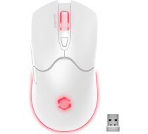 Speedlink Velox bezvadu RGB spēļu pele ar USB-C uzlādējamu akumulatoru, 4800 dpi, programmējama, viegla, PixArt PAW3212, 2.4G USB-A Nano uztvērējs, krāsains LED apgaismojums, balta