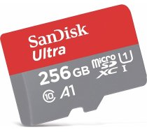 SanDisk Ultra 256GB MicroSDXC atmiņas karte + SD adapteris ar A1 aplikāciju veiktspēju līdz 100 MB/s, 10. klase, U1