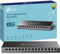TP-Link TL-SG116P V1 - Komutators - Nevadāms - 16 x 10/100/1000 (PoE+) - Galda dators - PoE+ (120 W)
