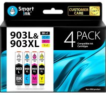 Smart Ink saderīgas printeru kasetnes, kas aizstāj HP 903 XL 903XL 4 multipakas (melna, zila, sarkana, dzeltena) ar uzlabotu mikroshēmu tehnoloģiju, kas saderīgas ar Officejet 6950 Officejet Pro 6960 6970 printeriem.