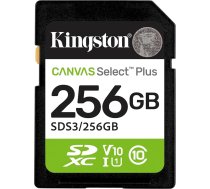 Kingston Canvas Select Plus SD atmiņas karte 256GB SDXC Gen3 150MB/s C10 UHS-I U1 V10 - SDS3/256GB