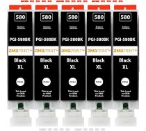 Amaprint XL kasetnes saderīgas ar Canon PGI 580 Black PGBK Piemērots Pixma TR7500 TR7550 TR8500 TR8550 TS6100 TS6150 TS6151 TS6300 TS6350 TS8100 TS8150 TS8151 TS8151 TS88 152 TS8350 TS9150 (5 kasetnes)
