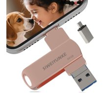 64 GB USB zibatmiņas karte telefonam, 4-in-1 atmiņas karte telefonam/adatpersonai/iOS/Android/Laptop/PC, Photostick, Photo Stick 3.0, ātra pārraide, ārējā atmiņas karte fotogrāfijām un video, rozā krāsā