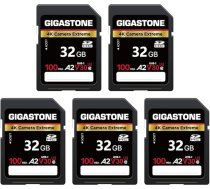 GIGASTONE 32GB SDHC atmiņas karte 5 Pack 4K Camera Extreme līdz 100/50MB/s saderīga ar Canon Panasonic A2 V30 U3 UHS-I C10 4K UHD video ar 5 mini vāciņiem