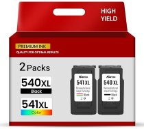 Kamo PG-540XL CL-541XL (2 iepakojumi) Multipack printeru kasetnes, kas saderīgas ar Canon 540 541 XL - priekš MG2150 MG2250 MG3150 MG3250 MG3250 MG3550 MG3650 MG3650s MG4150 MG4250 MX375 MX375 MX395 MX475 MX535 MX535