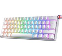 GK61 Hot-Swap mehāniskā spēļu tastatūra - 62 taustiņi ar daudzkrāsainu RGB LED apgaismojumu PC/Mac spēlētājiem - ISO UK izkārtojums (Gateron Optical Brown, balta)