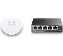 TP-Link EAP653 AX3000 Gigabit Dual-Band WiFi 6 WLAN piekļuves punkts ar TL-SG1005P 5 portu gigabitu PoE komutatoru