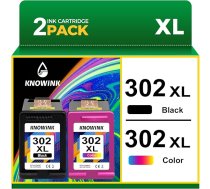KNOWINK 302 XL 302XL kasetnes, kas saderīgas ar HP 302 printeru kasetnēm, melnā krāsā, multipakete, priekš HP Envy 4525 4520 DeskJet 3630 3636 3636 3639 OfficeJet 3831 5230 3830 (2 gab.)