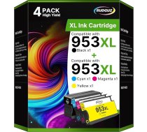 953XL saderīgas HP 953 XL kasetnes, 4 iepakojumi, kas saderīgas ar HP Officejet Pro 7720 7730 7740 8210 8218 8710 8715 8718 8718 8718 8718 8719 8720 8730 (melns, ciāns, magenta, dzeltens)