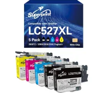 LC527XL daudzpaku printeru kasetnes, kas saderīgas ar Brother LC527 LC527VAL XL tintes kasetnēm MFC-J4350DW MFC-J4550DW printeriem (lielas, BK*2/C/M/Y)