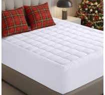 Utopia Bedding pilna matrača uzliktnis, steptas Premium matrača aizsargs, dziļas kabatas matrača pārklājs, elastīgs līdz 16 collām, pūkains spilvens matrača uzliktnis (54 x 78 collas, balts)
