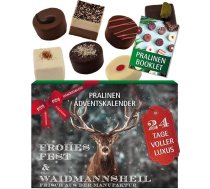Hallingers Genuss Manufaktur šokolādes Adventes kalendārs bez alkohola – 24 roku darbs, augstākās kvalitātes šokolādes konfektes no izcilas kakao šokolādes – saldumu dāvana medniekiem, bērniem un pieaugušajiem – Ziemassvētku kalendārs